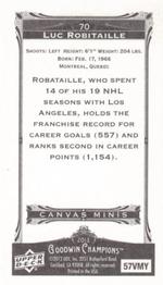 2013 Upper Deck Goodwin Champions - Mini Canvas #70 Luc Robitaille Back