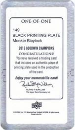 2013 Upper Deck Goodwin Champions - Mini Printing Plates Black #149 Mookie Blaylock Back