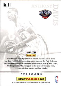 2013 Panini National Sports Collectors Convention #11 Anthony Davis Back