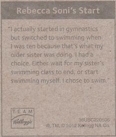 2012 Kellogg's Olympics #NNO Rebecca Soni Back