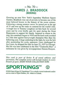 2008 Sportkings Series B #70 James J. Braddock Back
