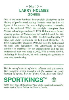 2007 Sportkings Series A #15 Larry Holmes Back