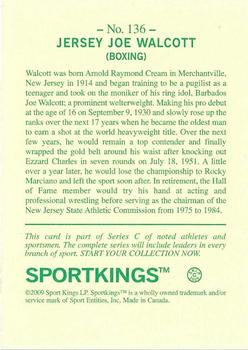 2009 Sportkings Series C #136 Jersey Joe Walcott Back