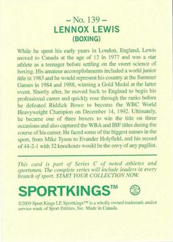 2009 Sportkings Series C #139 Lennox Lewis Back