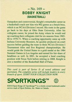 2010 Sportkings Series D #169 Bobby Knight Back