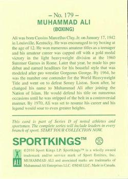 2010 Sportkings Series D #179 Muhammad Ali Back