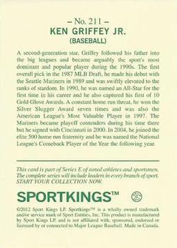 2012 Sportkings Series E #211 Ken Griffey Jr. Back