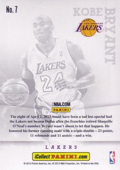 2013 Panini National Sports Collectors Convention - Lava Flow Refractor #7 Kobe Bryant Back