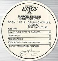 1984-85 Kellogg's Accordion Discs #NNO Marcel Dionne Back