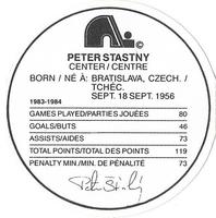 1984-85 Kellogg's Accordion Discs #NNO Peter Stastny Back