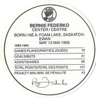 1984-85 Kellogg's Accordion Discs #NNO Bernie Federko Back