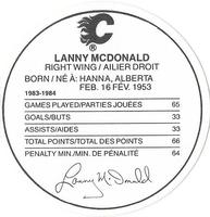 1984-85 Kellogg's Accordion Discs #NNO Lanny McDonald Back