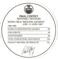 1984-85 Kellogg's Accordion Discs #NNO Paul Coffey Back