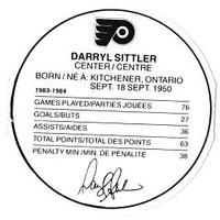 1984-85 Kellogg's Accordion Discs #NNO Darryl Sittler Back