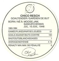 1984-85 Kellogg's Accordion Discs #NNO Chico Resch Back