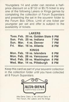 1978 Alta-Dena Los Angeles Lakers/Kings #NNO Kareem Abdul-Jabbar Back