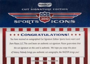 2010 Razor Sports Icons Cut Signature Edition #NNO Hank Aaron Back