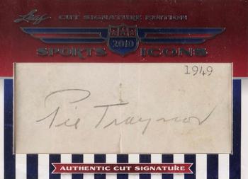 2010 Razor Sports Icons Cut Signature Edition #NNO Pie Traynor Front