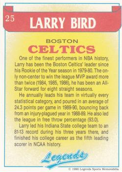 1990 Legends Sports Memorabilia #25 Larry Bird Back