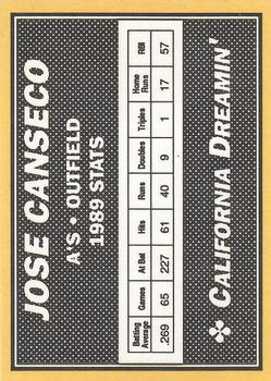 1990 California Dreamin' (unlicensed) #NNO Jose Canseco Back