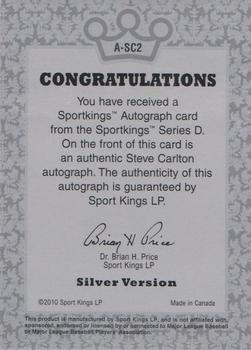 2010 Sportkings Series D - Autograph Silver #A-SC2 Steve Carlton Back