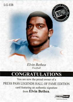 2012 Press Pass Legends Hall of Fame #LG-EB Elvin Bethea Back