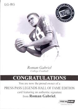 2012 Press Pass Legends Hall of Fame #LG-RG Roman Gabriel Back