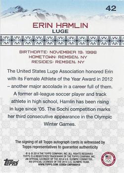2014 Topps U.S. Olympic & Paralympic Team & Hopefuls - Autographs #42 Erin Hamlin Back