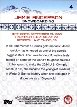 2014 Topps U.S. Olympic & Paralympic Team & Hopefuls - Bronze #4 Jamie Anderson Back