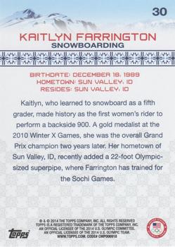 2014 Topps U.S. Olympic & Paralympic Team & Hopefuls - Bronze #30 Kaitlyn Farrington Back