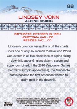 2014 Topps U.S. Olympic & Paralympic Team & Hopefuls - Bronze #88 Lindsey Vonn Back