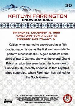 2014 Topps U.S. Olympic & Paralympic Team & Hopefuls - Gold #30 Kaitlyn Farrington Back