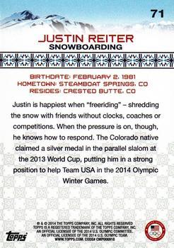 2014 Topps U.S. Olympic & Paralympic Team & Hopefuls - Gold #71 Justin Reiter Back