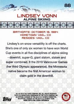 2014 Topps U.S. Olympic & Paralympic Team & Hopefuls - Gold #88 Lindsey Vonn Back