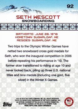 2014 Topps U.S. Olympic & Paralympic Team & Hopefuls - Gold #92 Seth Wescott Back