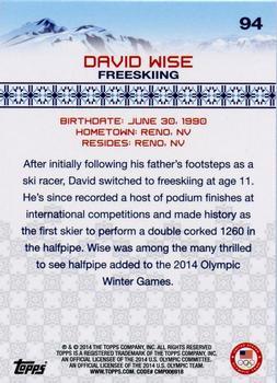 2014 Topps U.S. Olympic & Paralympic Team & Hopefuls - Gold #94 David Wise Back