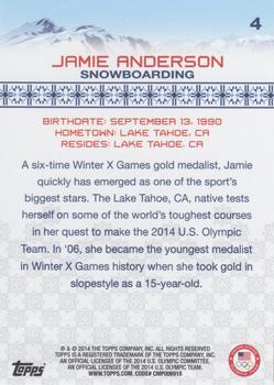 2014 Topps U.S. Olympic & Paralympic Team & Hopefuls - Gold Rainbow #4 Jamie Anderson Back