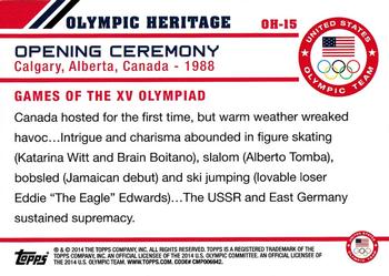 2014 Topps U.S. Olympic & Paralympic Team & Hopefuls - Olympic Heritage #OH-15 1988 Calgary, Alberta, Canada Back