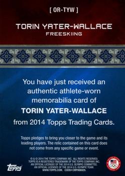 2014 Topps U.S. Olympic & Paralympic Team & Hopefuls - Relics #OR-TYW Torin Yater-Wallace Back