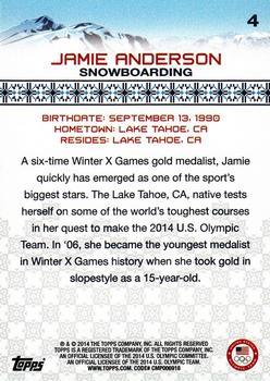 2014 Topps U.S. Olympic & Paralympic Team & Hopefuls - Silver #4 Jamie Anderson Back