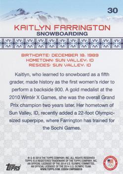 2014 Topps U.S. Olympic & Paralympic Team & Hopefuls - Silver #30 Kaitlyn Farrington Back