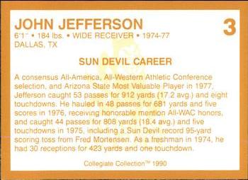 1990-91 Collegiate Collection Arizona State Sun Devils #3 John Jefferson Back