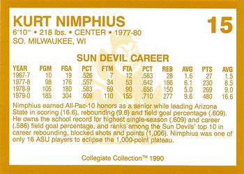 1990-91 Collegiate Collection Arizona State Sun Devils #15 Kurt Nimphius Back