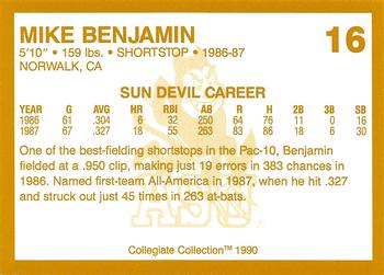 1990-91 Collegiate Collection Arizona State Sun Devils #16 Mike Benjamin Back