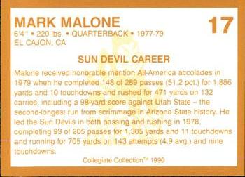 1990-91 Collegiate Collection Arizona State Sun Devils #17 Mark Malone Back
