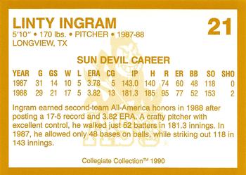 1990-91 Collegiate Collection Arizona State Sun Devils #21 Linty Ingram Back