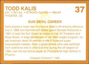 1990-91 Collegiate Collection Arizona State Sun Devils #37 Todd Kalis Back