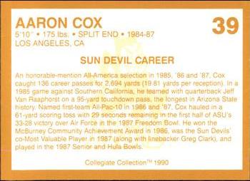 1990-91 Collegiate Collection Arizona State Sun Devils #39 Aaron Cox Back