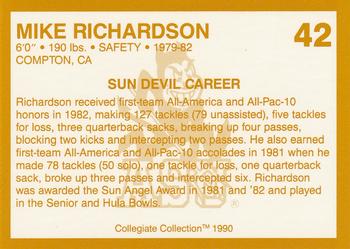 1990-91 Collegiate Collection Arizona State Sun Devils #42 Mike Richardson Back