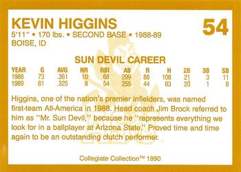 1990-91 Collegiate Collection Arizona State Sun Devils #54 Kevin Higgins Back